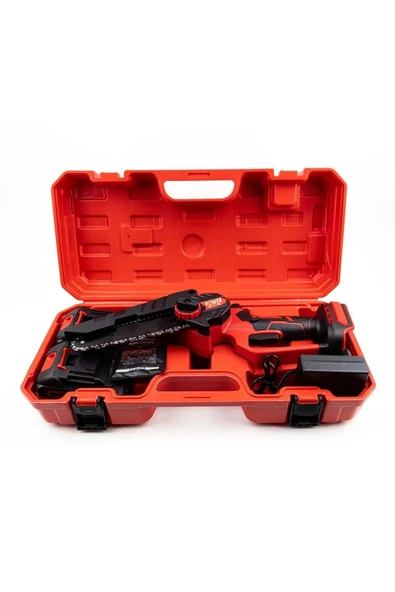 POWER BLACK ULTRA GÜÇLÜ 2 ZİNCİR 1 PALA 2 BATARYA 1 ŞARJ CİHAZI KÖMÜRSÜZ 17 CM PALA KIRMIZI - Resim 4