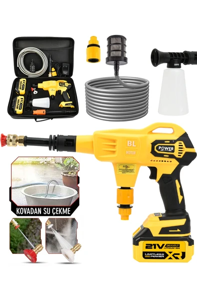 POWER BLACK Kömürsüz Şarjlı Oto Yıkama Makinesi Çift Akülü Bahçe Yıkama Makinesi ürün görseli 1