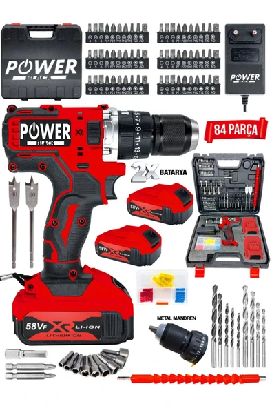 POWER BLACK ULTRA LÜKS 147 PARÇA ÇELİK MANDREL DAREBELİ ÇİFT BATARYALI MATKAP SETİ ürün görseli 1