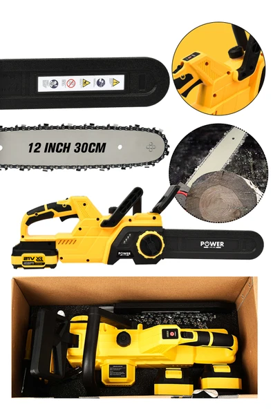 POWER BLACK Budama 30 Cm Tam Otomatik Yağlamalı Çift Bataryalı ürün görseli 1