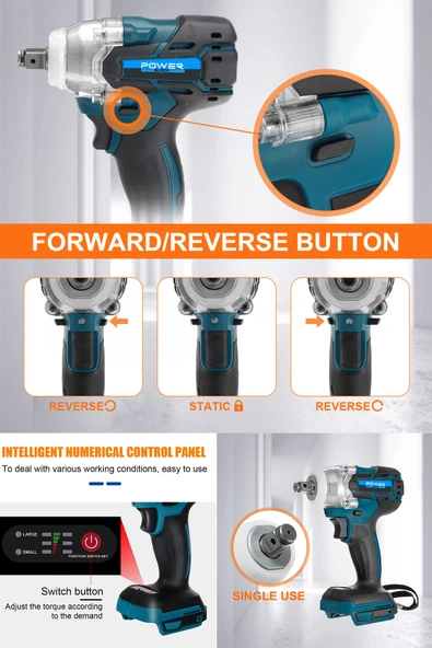 POWER BLACK 5ah Professional Somun Sökme Şarjlı Darbeli Matkap Vidalama Set Sarı Powerblack - Resim 4