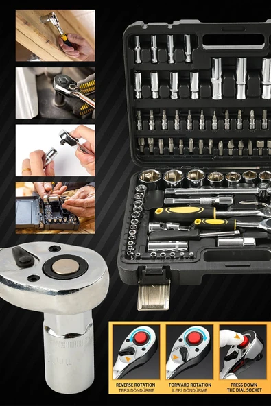 POWER BLACK Korumalı Çelik Şanzuman2akülü Matkap 132 Pcs Crv Çeliği Profesyonel Parlak Lokma Takımı Hediyeli - Resim 2