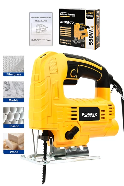 POWER BLACK Profesyonel Lazerli Metal Şanzıman 6 Kademe Devir Ve Pandül Ayarlı Dekupaj Testere Çantalı ürün görseli 1