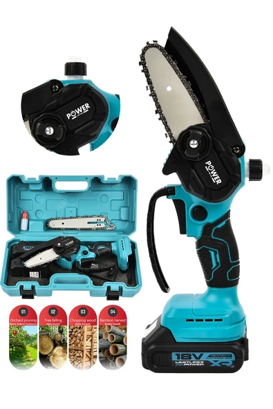 POWER BLACK Extra Güçlü Profesyonel Metal Dişli 18v 1.5ah Şarjlı Dal Budama Testeresi ürün görseli 1