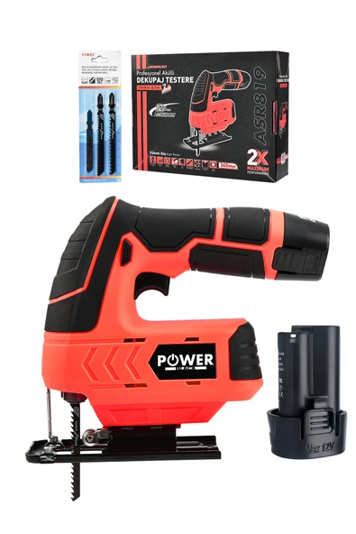 POWER BLACK 12v Çift Akülü Şarjlı Dekupaj Testere Makinesi ürün görseli 1