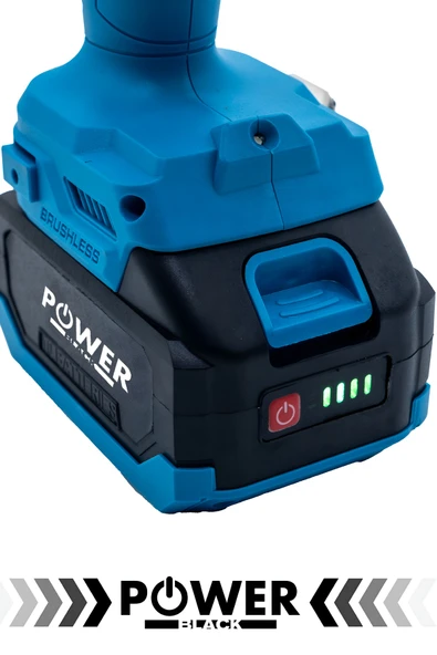 POWER BLACK itali 58 vf 3 ah kömürsüz 4 lü set somun sökme matkap avuç taşlama hilti - Resim 3