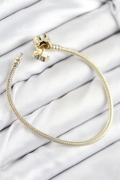 Pirinç Charm Zirkon Taşlı Yonca Model Gold Renk Kadın Bileklik - TJ-BB7806 - Resim 2