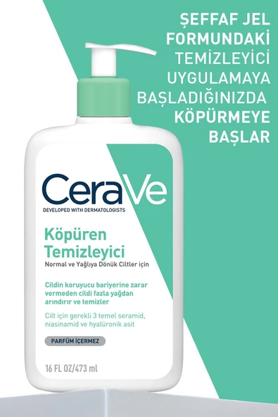 Cerave Normal Ve Yağlı Ciltler İçin Köpüren Temizleyici 473 ml - Resim 7