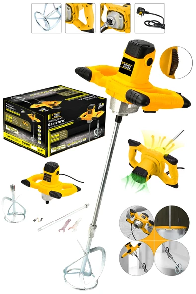 POWER BLACK Elektrikli Alçı Boya Ve Harç Karıştırıcı Mikser Sarı Renk ürün görseli 1