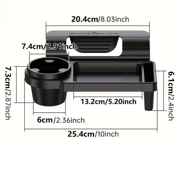 SChitec Cup Holder Oto Araç İçi Bardaklık Çok Amaçlı Organizer Telefon Tutucu Saklama Kutusu (Siyah) - Resim 2