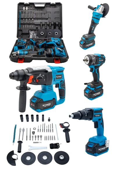 POWER BLACK şarjlı alçıpanlı 4 lü set + vidalama + avuç taşlama + 3 batarya 1 şarj cihazı - Resim 2