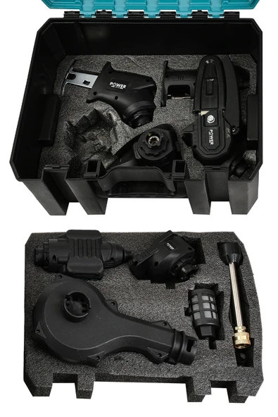 POWER BLACK 13 Başlıklı Süper Set Darbeli Matkap Testere Tilki Kuyruğu Taşlama Somun Sökme Havalı Pompa - Resim 4