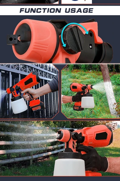 POWER BLACK Çift Akülü 300mm Sprey Boya Püskürtme  KIRMIZI - Resim 2