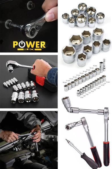 POWER BLACK Korumalı Çelik Şanzuman2akülü Matkap 132 Pcs Crv Çeliği Profesyonel Parlak Lokma Takımı Hediyeli - Resim 3