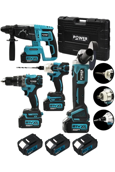 POWER BLACK Profesyonel Brushless 4'lü Set 2-26 Şarjlı Hilti-şarjlı Taşlama-13mm Şarjlı Darbeli Matkap ürün görseli 1
