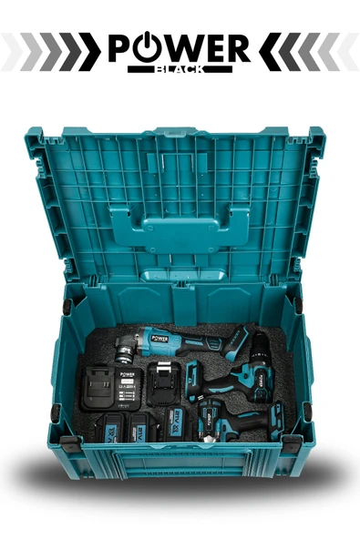 POWER BLACK Süper 6 Lı Set Dekupajlı 4 Bataryalı Sandık Çantalı - Resim 3