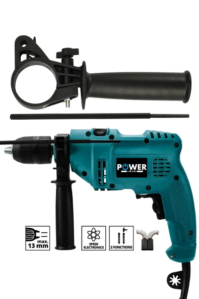 POWER BLACK 13 Mm Darbeli Germany Style 500 W Elektirikli Matkap Mavi POWERBLACK ürün görseli 1