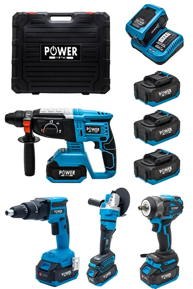 POWER BLACK şarjlı alçıpanlı 4 lü set + vidalama + avuç taşlama + 3 batarya 1 şarj cihazı - Resim 3