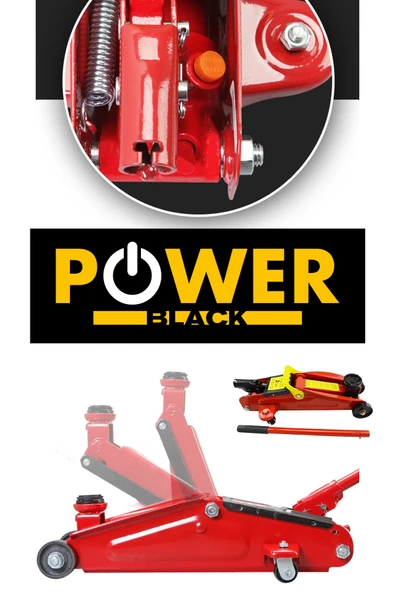 POWER BLACK 2 Yıl Germany 2 Ton Arabalı Tekerlekli Hidrolik Timsah Kriko Kutulu ÇANTALI POWERBLACK Makine Kriko - Resim 2