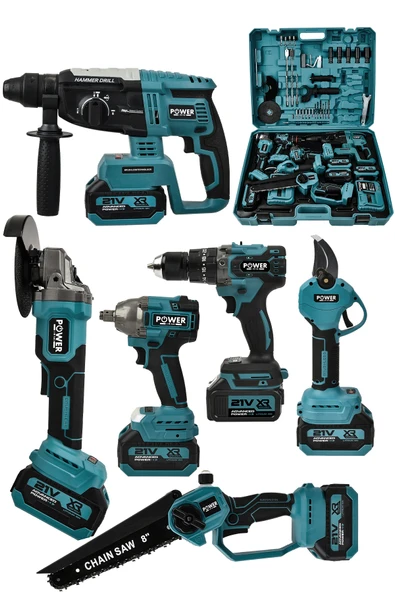 POWER BLACK PRO 6 LI SET 21V Darbeli Kömürsü Hilti-Taşlama-Testere-Makas-Matkap Vidalama-Somun Sıkma Sök ürün görseli 1