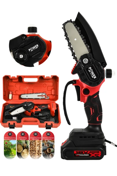 POWER BLACK Extra Güçlü Profesyonel Metal Dişli 18v 1.5ah Şarjlı Dal Budama Testeresi ürün görseli 1