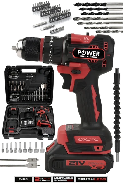 POWER BLACK 84 PARÇA DARBELİ ÇELİK MANDREL KÖMÜRSÜZ 21 V ürün görseli 1