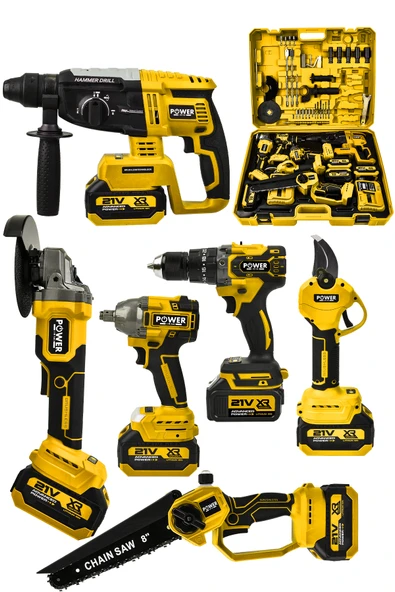 POWER BLACK PRO 21V Darbeli Kömürsüz 6'lı Set K.D. Hilti-Taşlama-Testere-Makas-Matkap Vidalama-Somun Sıkma Sök ürün görseli 1