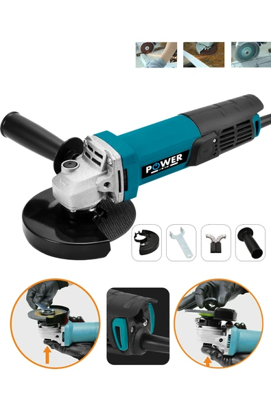 POWER BLACK 550 W 125 Mm Bakır Sargılı Spiral Avuç Içi Kesme Ve Ahşap Metal Kesme Taşlama Makinası ürün görseli 1