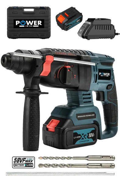 POWER BLACK Bakır Sargılı Kömürsüz Motor Darbeli Çift Akülü Şarjlı Kırıcı Delici 2-26 mm HİLTİ ürün görseli 1