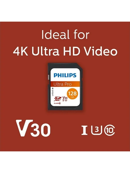 Philips Ultra Pro 128 GB Class 10 Uhs-I U3 V30 4K Uyumlu Sdxc Hafıza Kartı - Resim 2