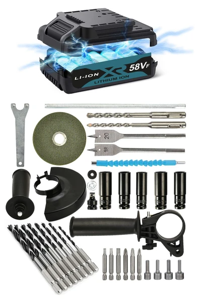 POWER BLACK 4 LÜ SET PROFESYONEL ŞARJLI MATKAP HİLTİ TAŞLAMA BÜYÜK SOMUN  SIKMA ULTRA GÜÇLENDRİLMİŞ - Resim 3