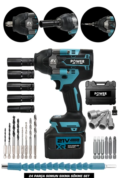 POWER BLACK 800 Nm Somun Sökme 15 Pilli Çift Batarya ürün görseli 1