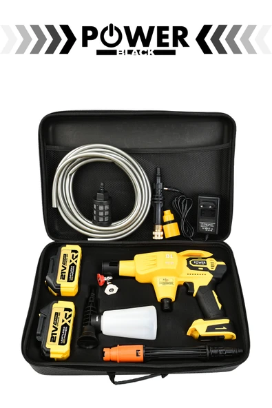 POWER BLACK Kömürsüz Şarjlı Oto Yıkama Makinesi Çift Akülü Bahçe Yıkama Makinesi - Resim 2