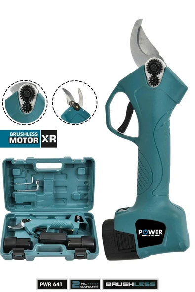 POWER BLACK ŞARJLI TEKLI DAL BUDAMA MAKASI 32 MM AĞIZ 21 V 1,5 AH ürün görseli 1