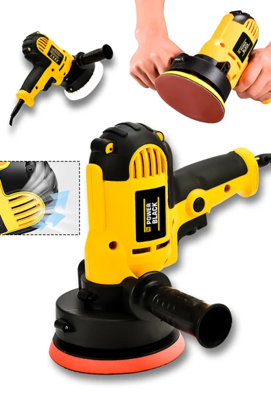 POWER BLACK Dikey Polisaj Zımpara Makinesi 125mm Sarı Model P54211 - Resim 3