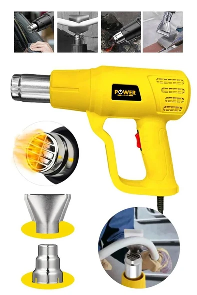 POWER BLACK 2000 Watt Darbeye Dayanıklı Bakır Sargılı Rezistans 2 kademeli Sıcak Hava Tabancası IsI ürün görseli 1