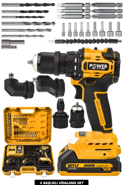 POWER BLACK 21 v ve çok foksiyonlu 4 başlıklı bits uç girişli matkap ürün görseli 1