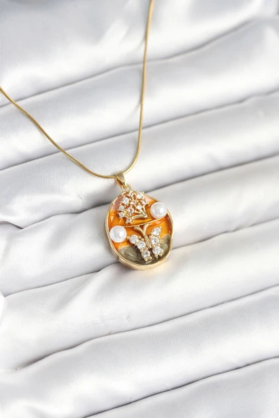 316L Çelik Zincir Kelebek Model Sanatsal Portre Kadın Kolye - TJ-BKO10594 ürün görseli 1