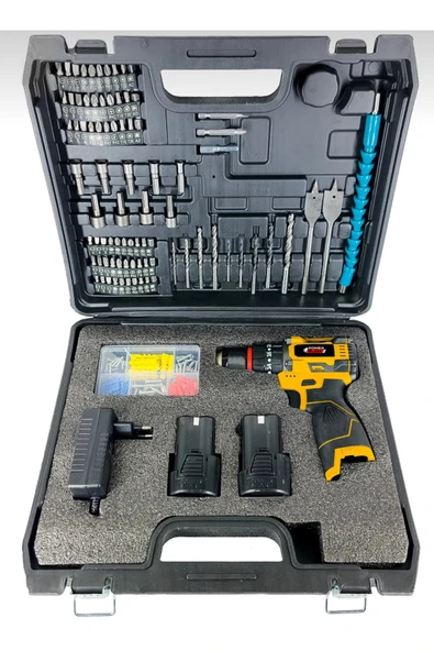 POWER BLACK 100 PARÇALI HEDİYELİ PROFESYONEL ÇELİK MANDREL 2 BATARYALI 1 ŞARJ CİHAZLI - Resim 2