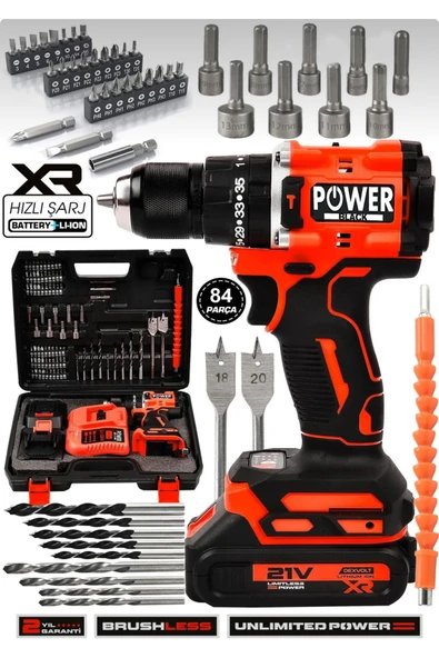 POWER BLACK KÖMÜRÜSZ DARBELİ KIRMIZI 82 PARÇA HEDİYELİ ÇİFT AKÜLÜ ÇELİK KAFA - Resim 4