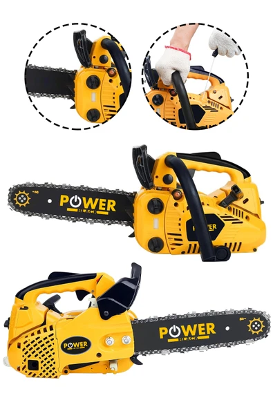 POWER BLACK German 25cc Portatif Mini Benzinli Testere Ağaç Odun Dal Budama Ve Kesme Testeresi Hızar Motoru ürün görseli 1