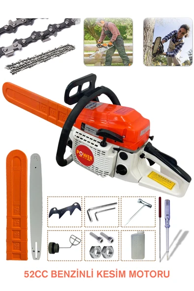 POWER BLACK Benzinli Testere Ağaç Odun Dal Kesme Motoru ürün görseli 1