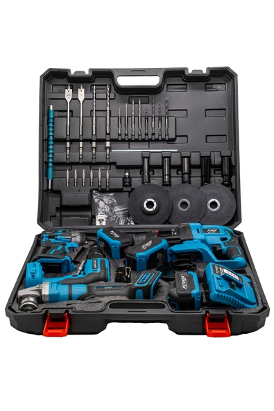 POWER BLACK şarjlı alçıpanlı 4 lü set + vidalama + avuç taşlama + 3 batarya 1 şarj cihazı - Resim 8