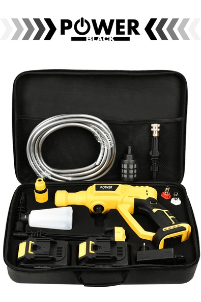 POWER BLACK 21v Yüksek Basınçlı Kömürsüz Motor Akülü Oto Araba Yıkama Makinesi Şarjlı - Resim 2