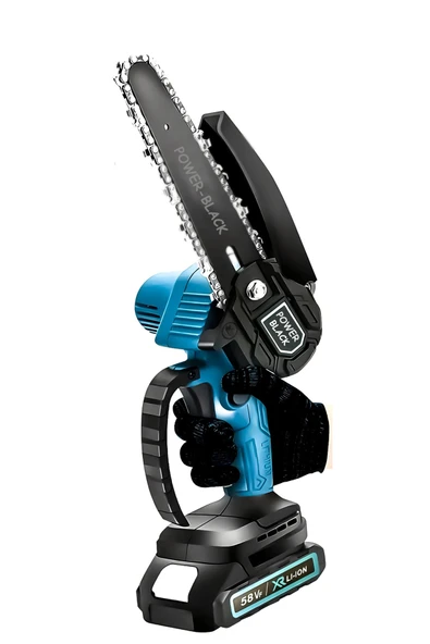 POWER BLACK Plus Germany Çift Bataryalı Extra Güçlü 58vf Şarjlı Dal Budama Testeresi - Resim 3