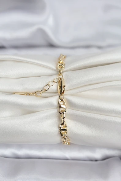 14K Gold Renk Kaplama Zincir Model CM Kadın Bileklik - TJ-BB8134 - Resim 2