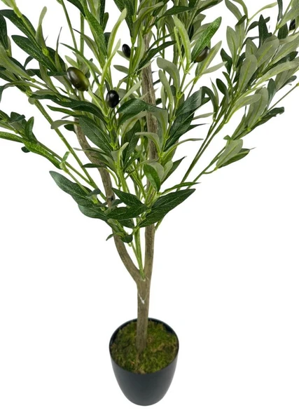 Yapay Zeytin Ağacı 120cm Doğal Görünümlü Yapay Ağaç Siyah Saksıda - Resim 4