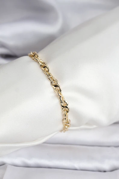 14K Gold Renk Kaplama Zincir Model CM Kadın Bileklik - TJ-BB8134 ürün görseli 1