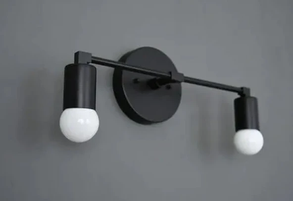 RİOLİGHT MODERN İKİLİ METAL DUVAR APLİK SİYAH ürün görseli 1