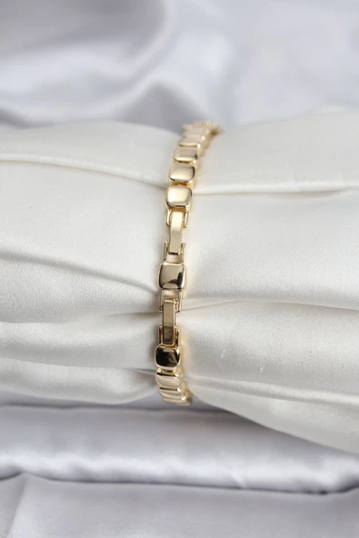 14K Gold Renk Kaplama Zirkon Taşlı CM Kadın Bileklik - TJ-BB8128 - Resim 2